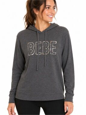 Bebe gray hoodie with sequins lettering
